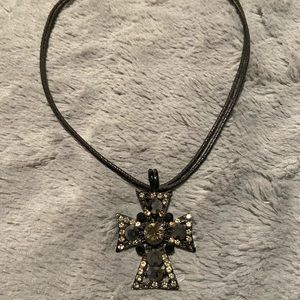 Black Rhinestone Cross necklace
